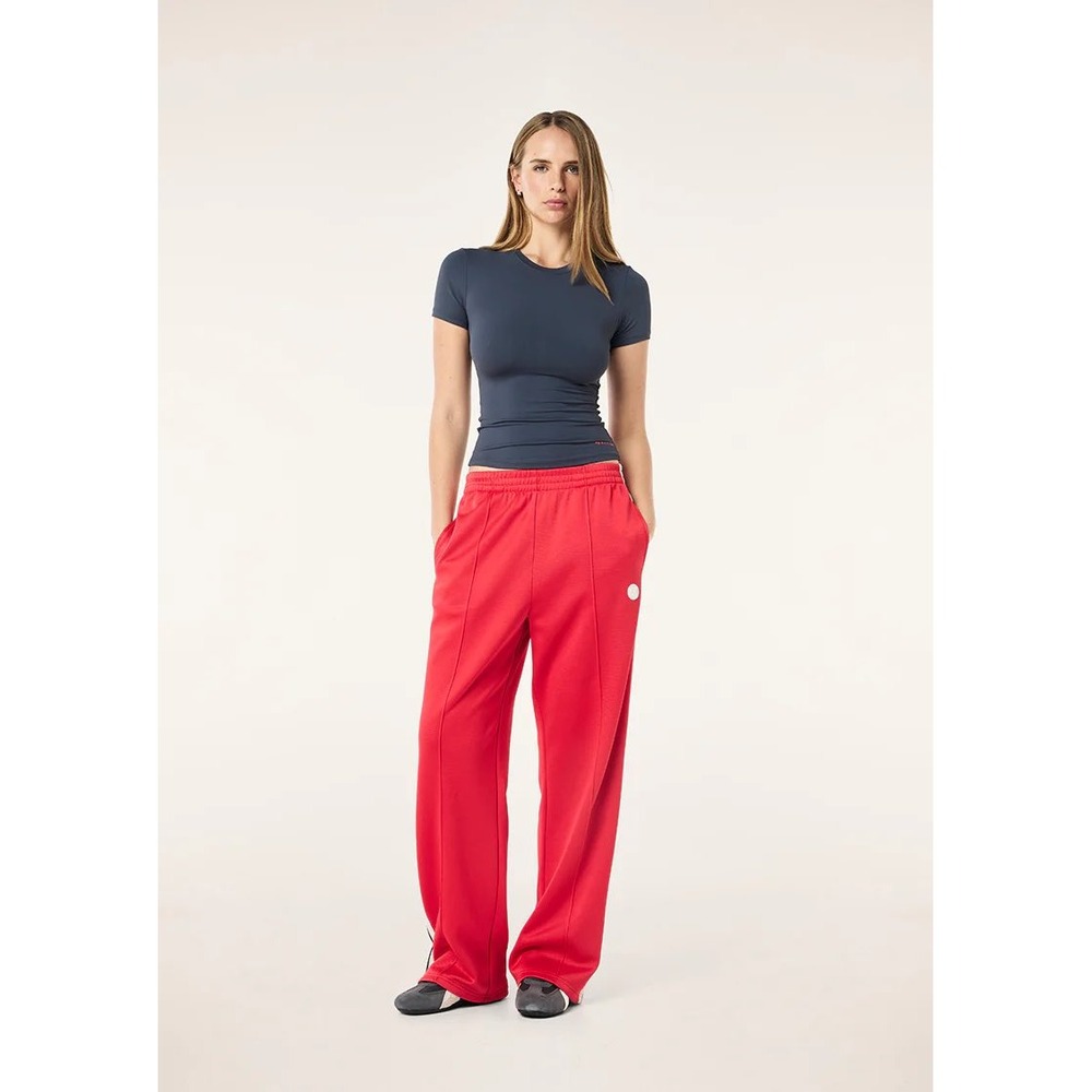 PE Nation Tricot Trackpant Women M Red Wide Leg Side Stripe Streetwear Blokecore